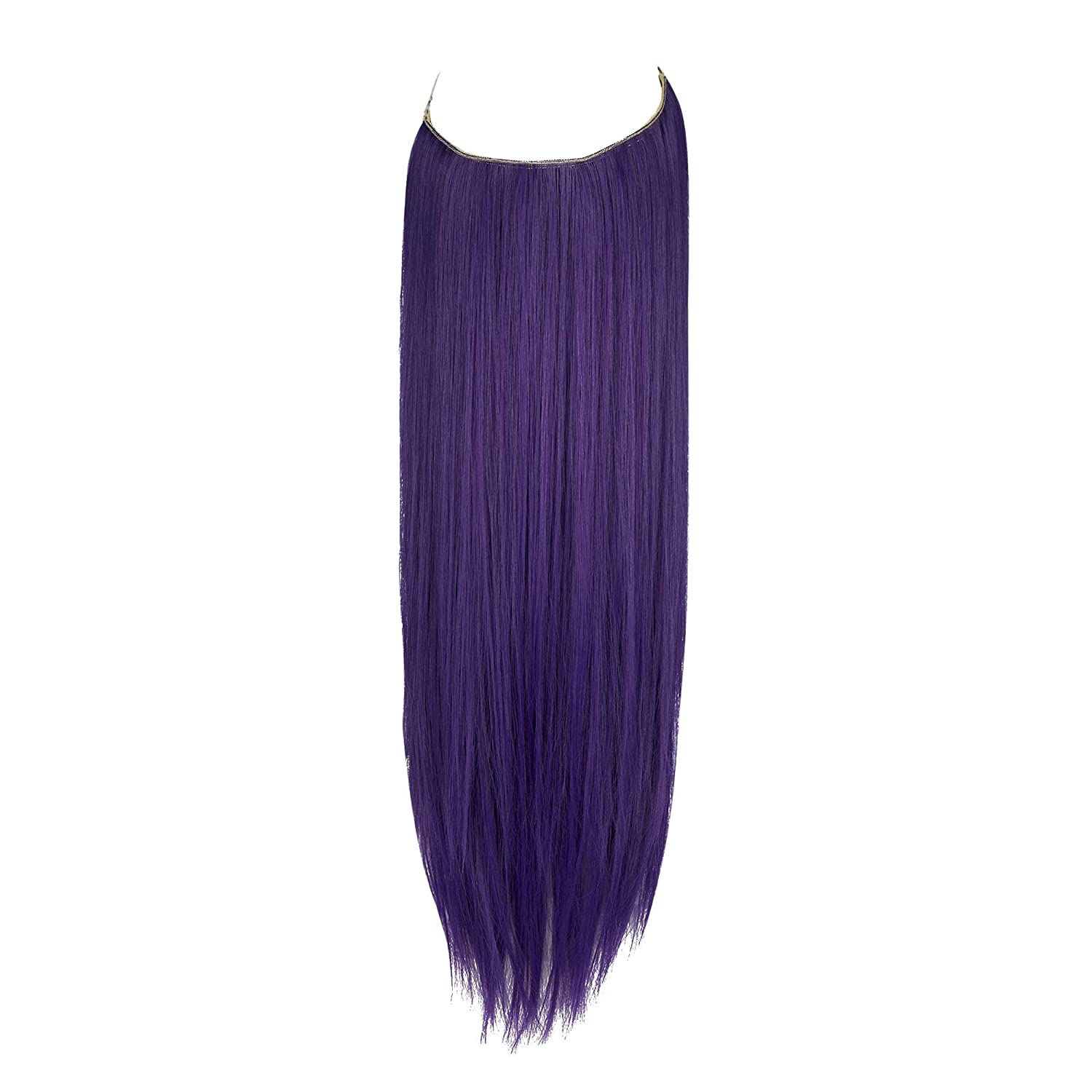 Haloo Deep Purple Hair Extensions 22 Inch 4.2 Oz Invisible Secret Wire Crown Hair Extensions One Piece Long Straight Hair Piece Synthetic Hairpieces for Women No Clip